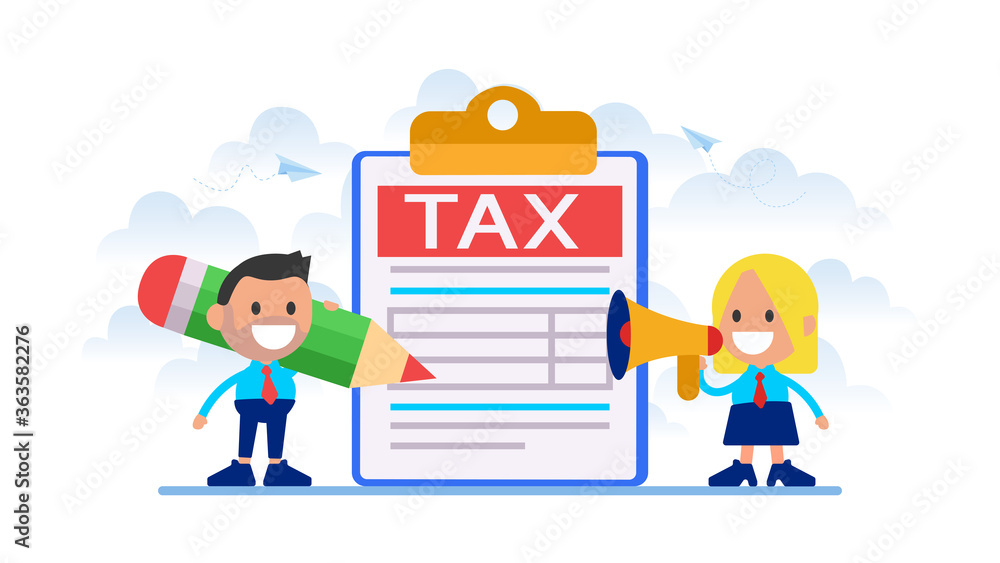Online tax form vector illustration.
