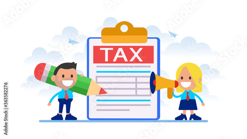 Online tax form vector illustration.
