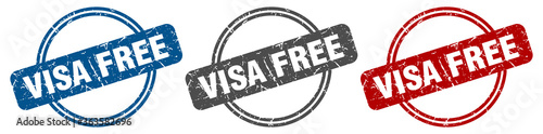 visa free stamp. visa free sign. visa free label set