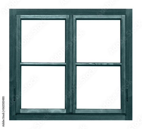 Vintage weathered wooden window on white background