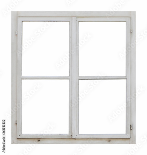 Fotografie, Obraz Old wooden window on white background