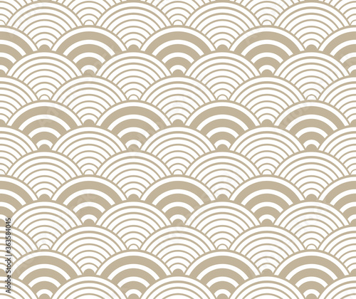 Monochrome seigaiha Japanese wave pattern.