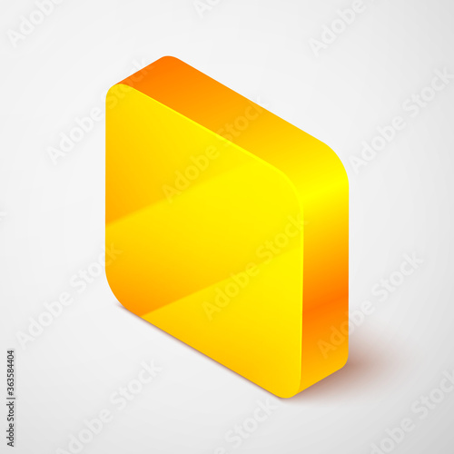 Isometric line Blade razor icon isolated on grey background. Yellow square button. Vector Illustration.