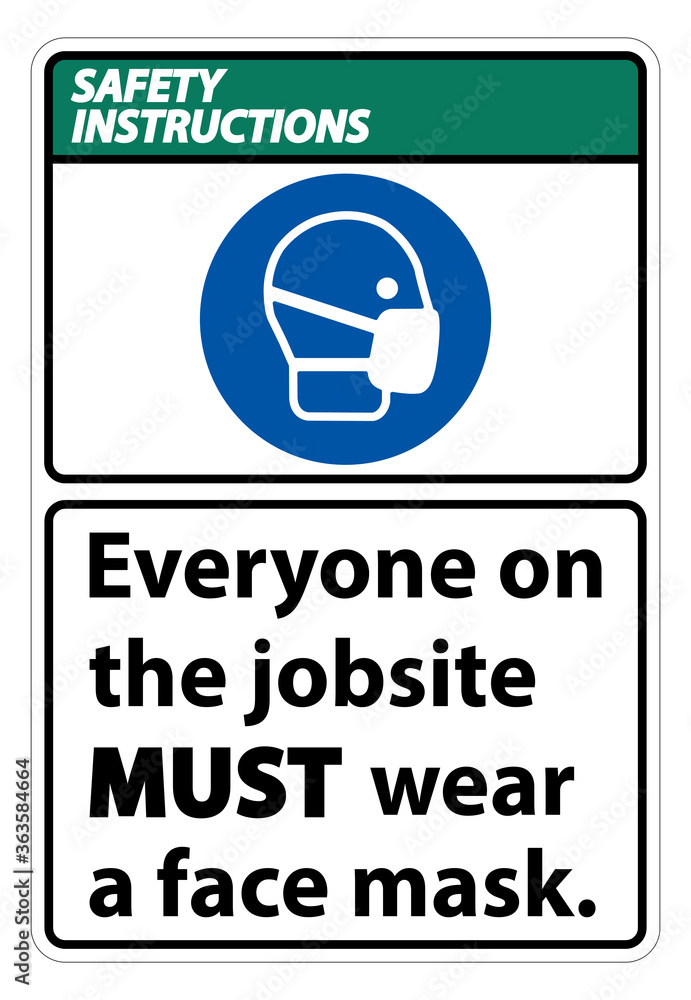 Safety Instructions Wear A Face Mask Sign Isolate On White Background