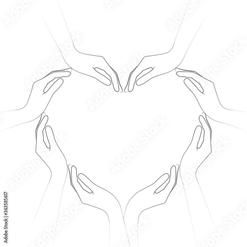 human hands form a heart isolated on white background vector illustration EPS10