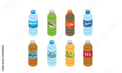ペットボトル飲料のイラストセット