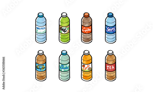ペットボトル飲料のイラストセット