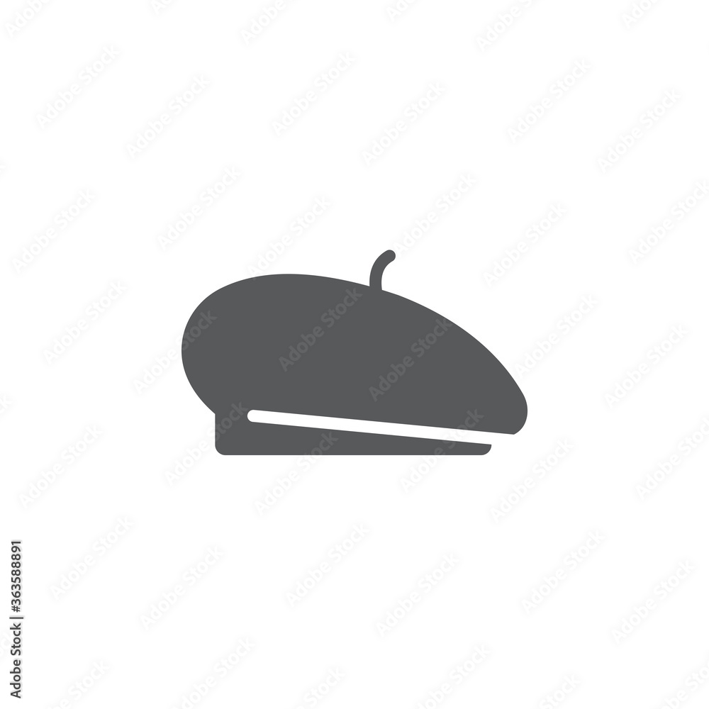 Beret cap vector icon symbol isolated on white background Beret cap vector icon symbol isolated on white background