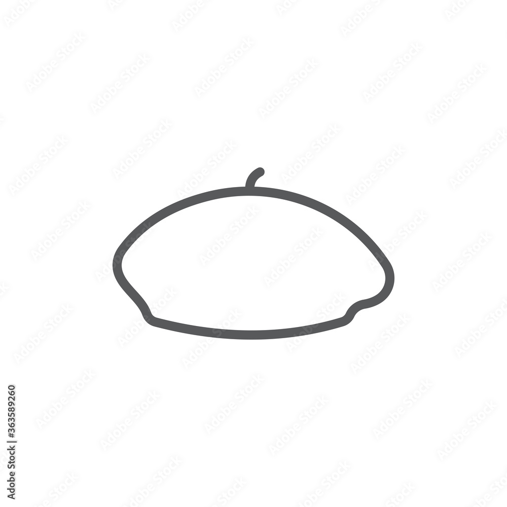 Beret cap vector icon symbol isolated on white background Beret cap vector icon symbol isolated on white background