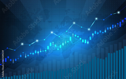 Financial stock market graph on stock market investment trading, Bullish point, Bearish point. trend of graph for business idea and all art work design. vector illustration.