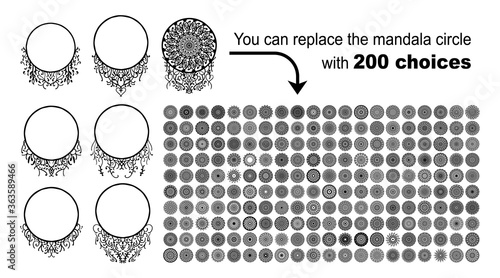 tattoo various mandala collections - 200. Ethnic Mandala ornament. Round pattern set.