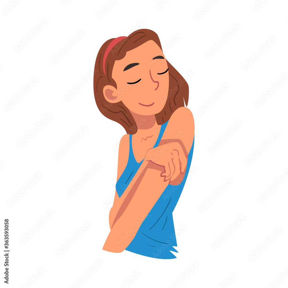 Beautiful Thoughtful Girl, Smiling Relaxed Teenager Dreaming about Something Vector Illustration Beautiful Thoughtful Girl, Smiling Relaxed Teenager Dreaming about Something Vector Illustration