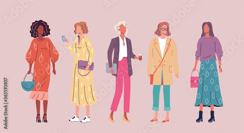 Modern fashion young woman cartoon vector illustration