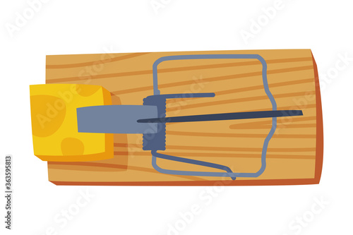 Mousetrap, Pest Control and Extermination Equipment Vector Illustration on White Background