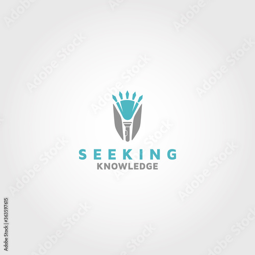 Seeking knowledge education vector logo design template