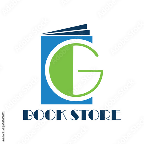 book store logo with alphabet G vector illustration