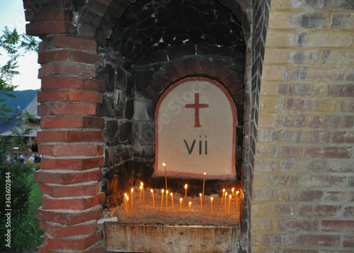 Obraz na płótnie Barsana Monastery, Maramures, Romania, Europe, summer 2018. Candles for