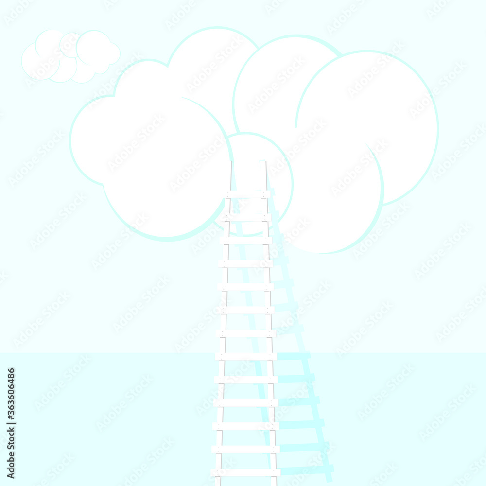 Ladder to clouds. Vector minimalistic design competition concept. Ladder to clouds. Vector minimalistic design competition concept.