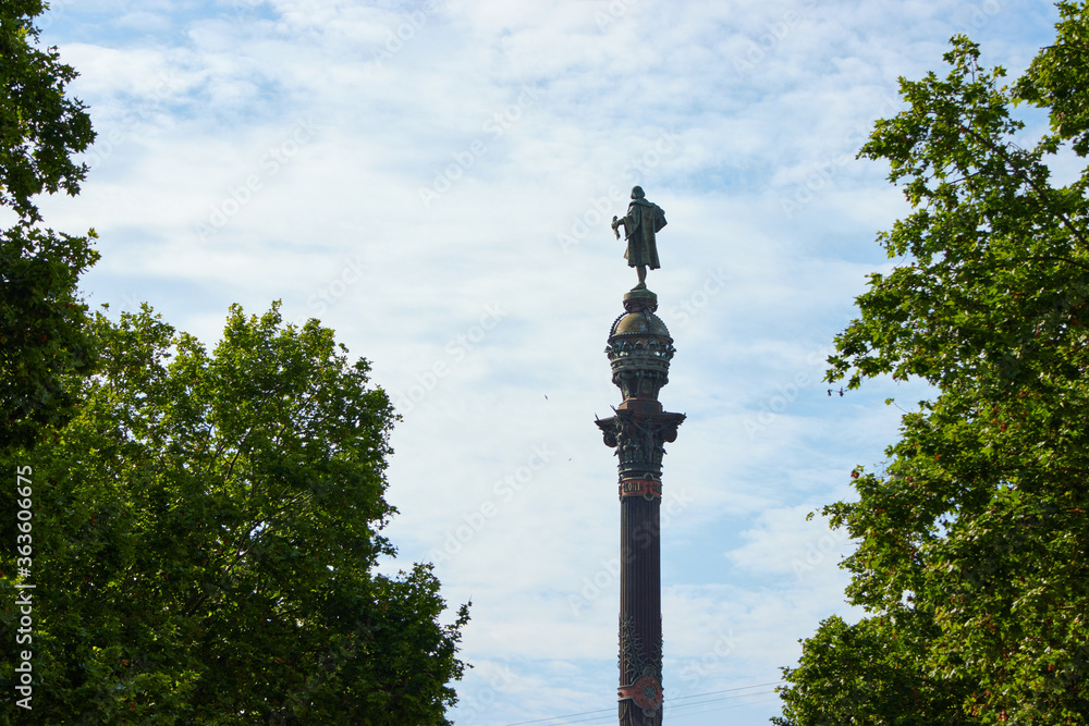 The Columbus monument in Barcelona,Spain