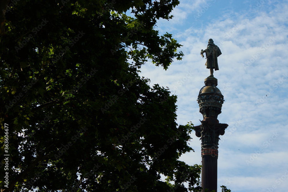 The Columbus monument in Barcelona,Spain