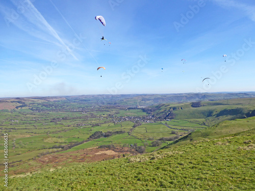 Paraglider at Mam Tor, Derbyshire Peak District 