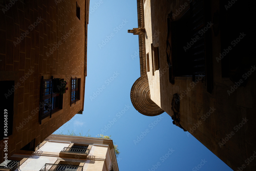 Streets in the Bari Gotic of Barcelona, Spain