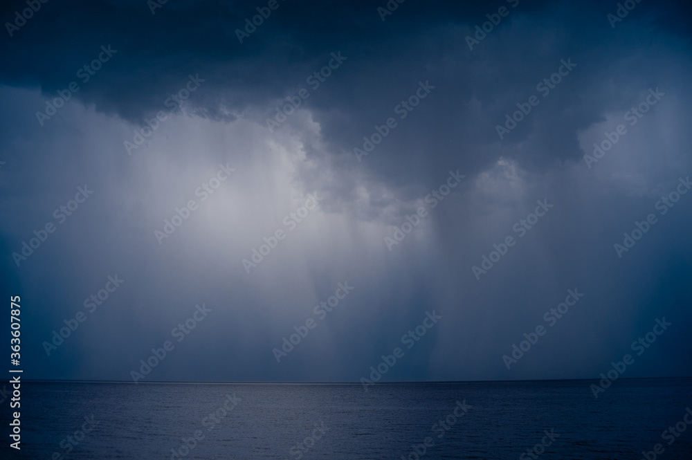lightning over the sea in the night lightning over the sea in the night