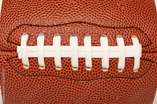 Close-up shoelace American football for background, macro, laces