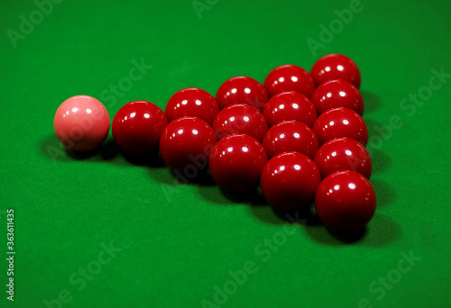 Snooker balls on a table