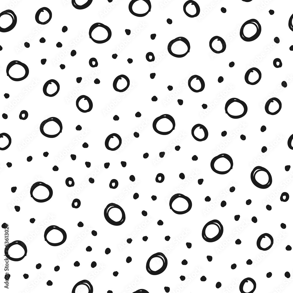 Doodle circles seamless pattern. Black dots texture background. Doodle circles seamless pattern. Black dots texture background.