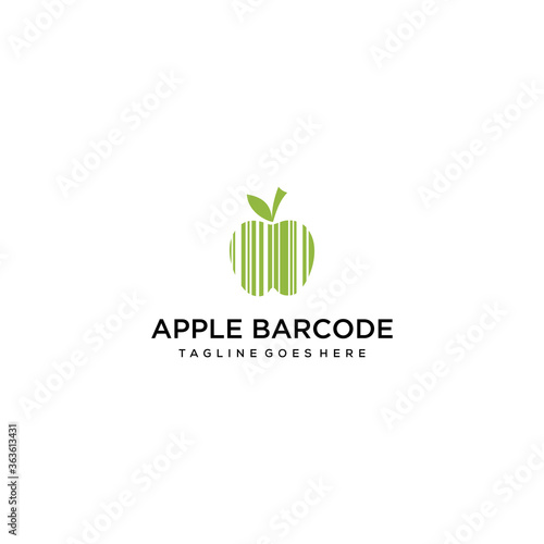 Illustration abstract of a Bar code sign that forms an apple.