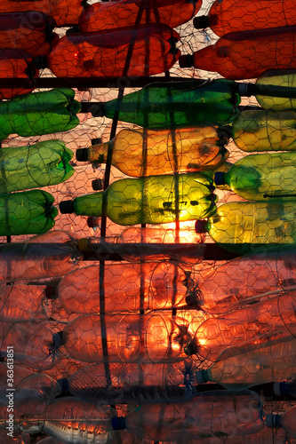 Empty PET bottles - abstract background