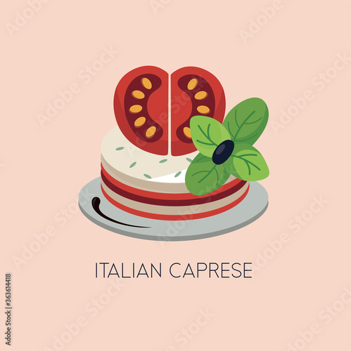 Italian caprese vector. Eating illustration