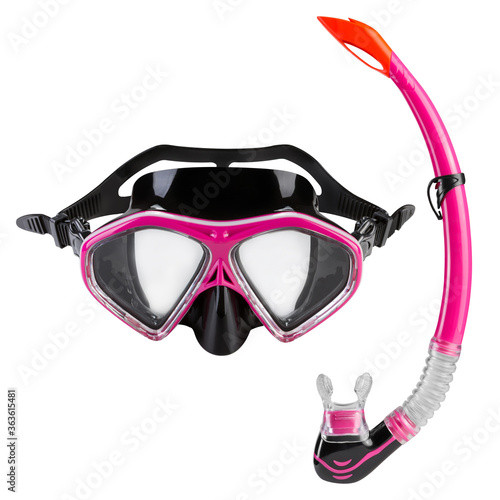 set for diving, mask and snorkel, equipment for snorkeling, on a white background