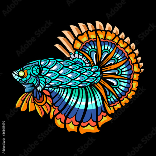 Betta fish zentangle .vector illustration