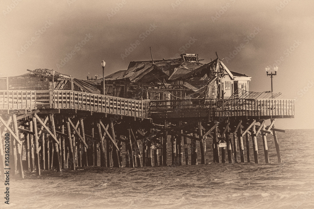 Fire damaged pier