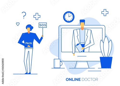 Online doctor concept, consultation technology on laptop
