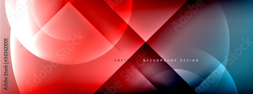 Vector abstract background - circle and cross on fluid gradient with shadows and light effects. Techno or business shiny design templates for text