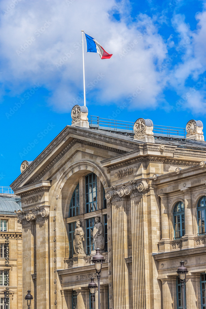North Station (Gare du Nord, 1864) - one of the six large termini in Paris, largest and oldest railway stations in Paris. France.
