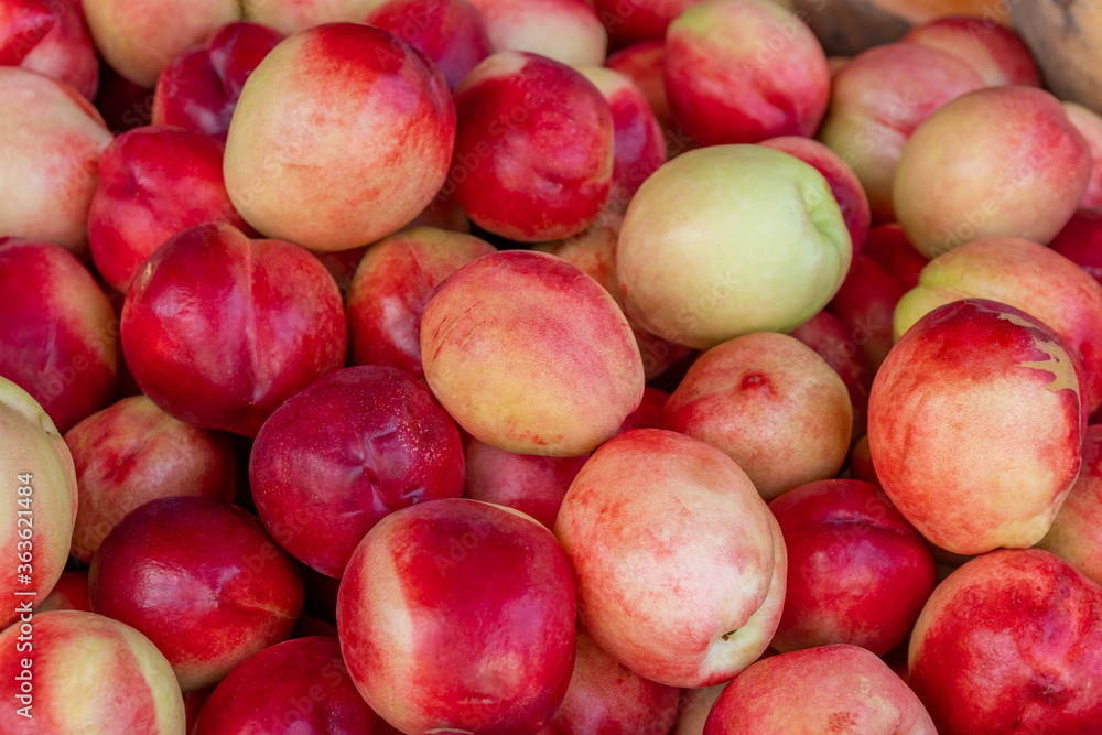 Fresh and tasty natural peach in a market stall Fresh and tasty natural peach in a market stall
