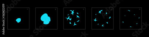 Shine water effect. Water explosion animation effect. Animation sprite sheet for games, cartoon or animation. vector style animation effect 1428.