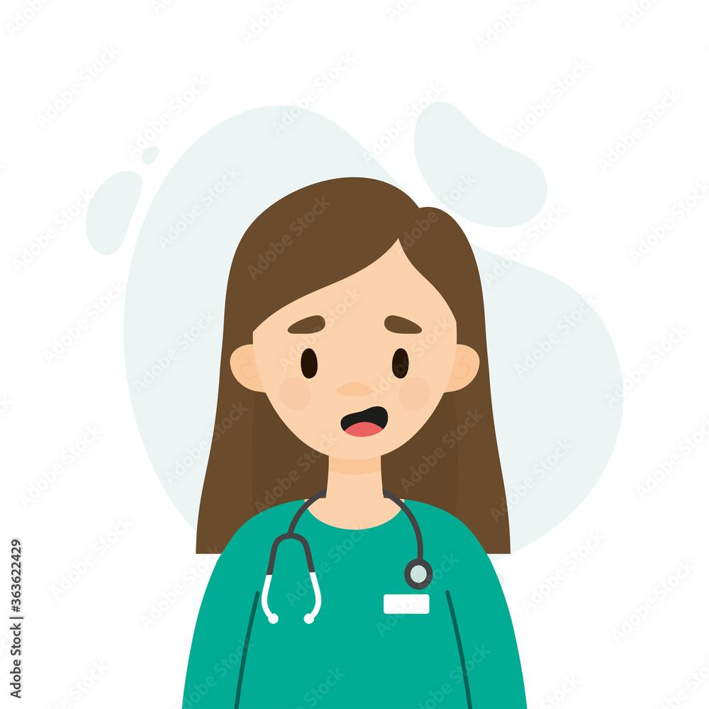 Happy female doctor/nurse wearing a stethoscope. Avatar of a young doctor talking. Happy female doctor/nurse wearing a stethoscope. Avatar of a young doctor talking.