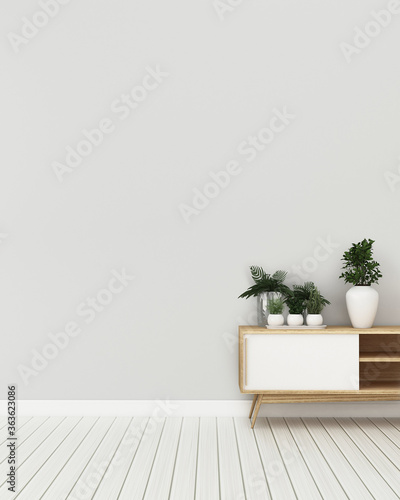 Fototapeta Naklejka Na Ścianę i Meble -  Cozy space in house.empty room with wooden  cabinet. modern interior design. -3d rendering