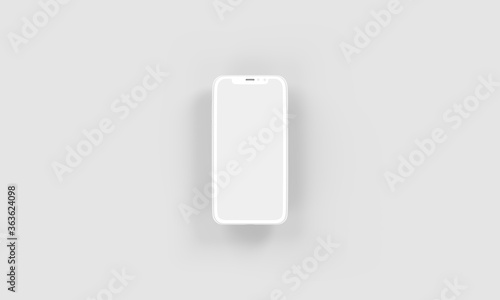 Front View White Smartphone with Blank Display and Ultra Realistic Shadows