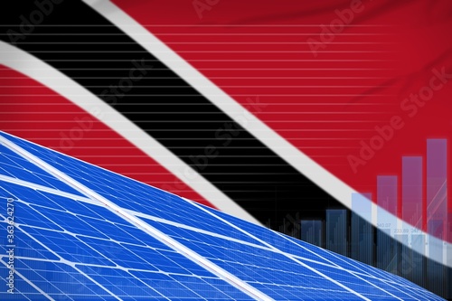 Trinidad and Tobago solar energy power digital graph concept - renewable natural energy industrial illustration. 3D Illustration