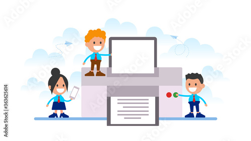 People print a document. Printer vector illustration.	
