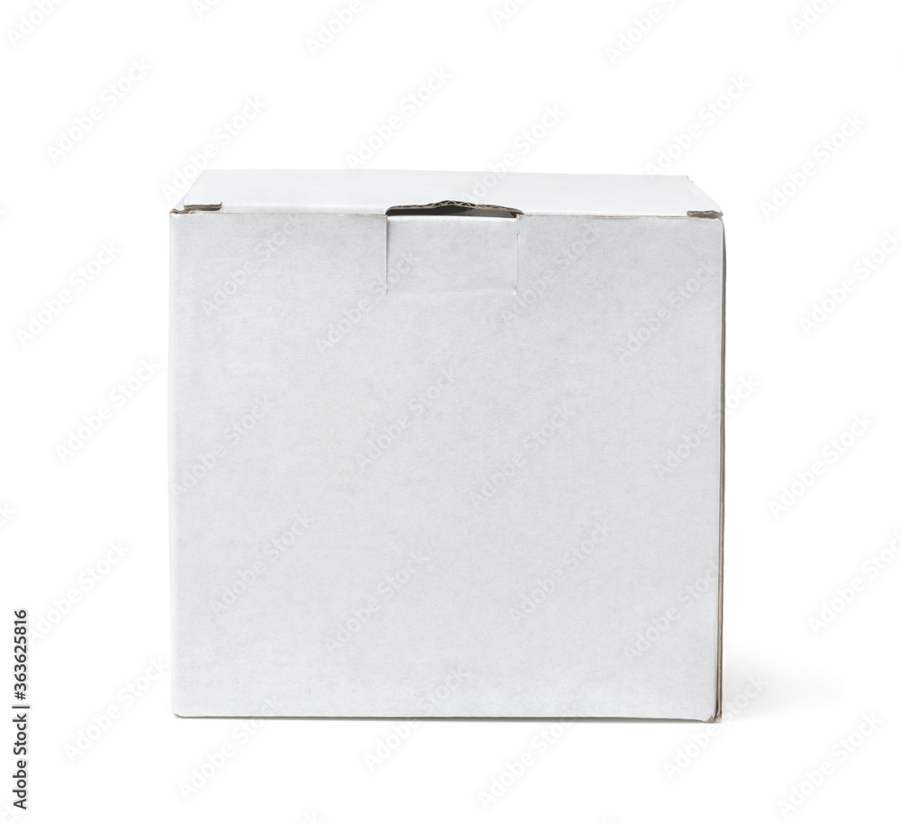 Front view of blank white cardboard box Front view of blank white cardboard box