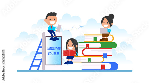 Online learning foreign languages. Distance education courses.	
