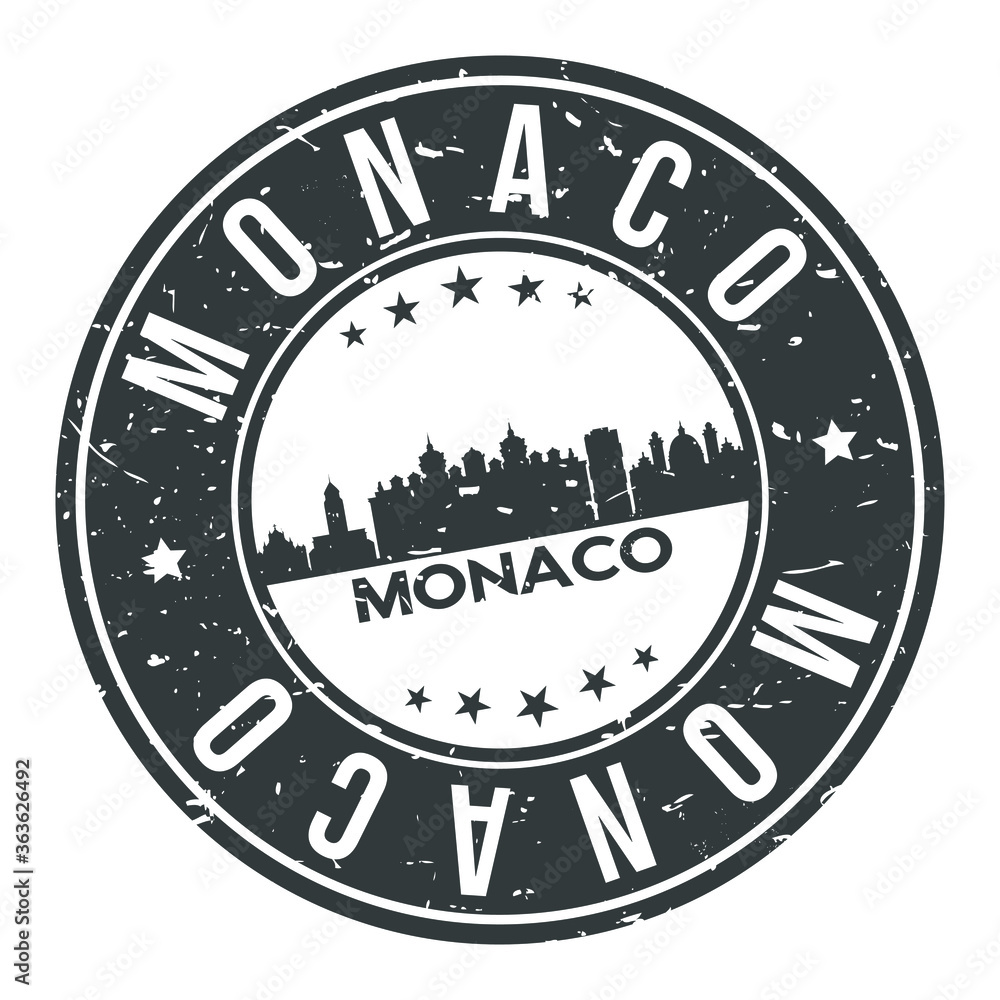 Fototapeta premium Monaco Europe Round Stamp Icon Skyline City Badge.