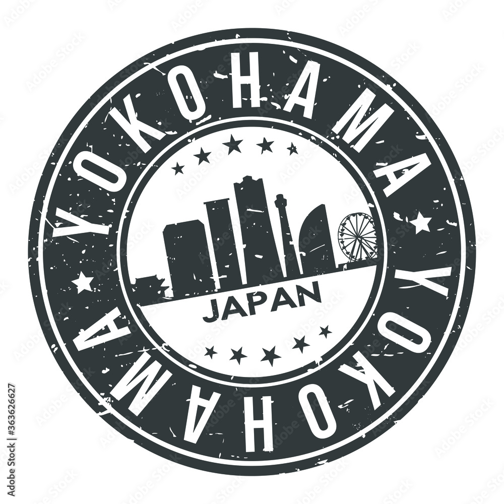 Yokohama Japan Round Stamp Icon Skyline City Badge. Yokohama Japan Round Stamp Icon Skyline City Badge.